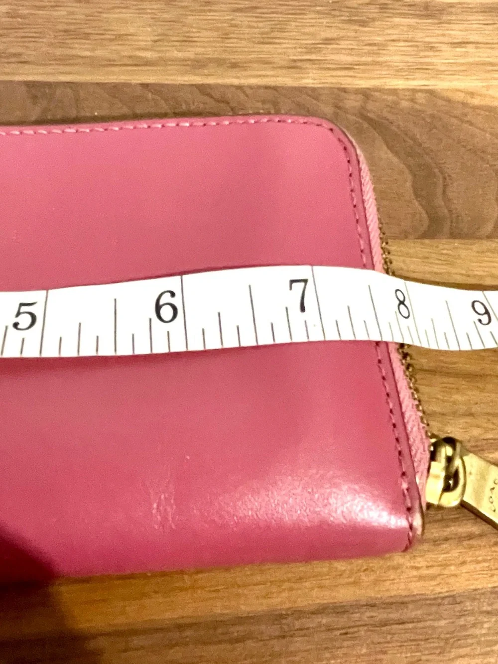 Coach Pink Leather Zip Around Wallet Organizer Card Holder Quiet Luxury Preppy